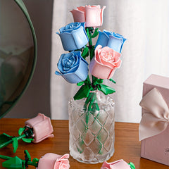 3pcs Roses Building Blocks Colorful Flower Toys Decoration