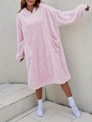 Warm Hooded Robe with Pockets for Women