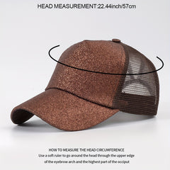 Glitter Ponytail Trucker Hat Solid Fluorescent Baseball Cap Mesh Sunshade