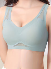 Wireless Push Up Bra Contrast Mesh Breathable Lingerie