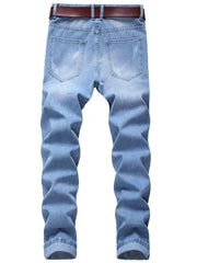Men's Ripped Jeans Slim Fit Straight Leg Denim Pants