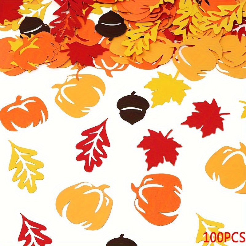 Thanksgiving Party Decoration Confetti Autumn Wheat Leaf Pumpkin Pine Cone