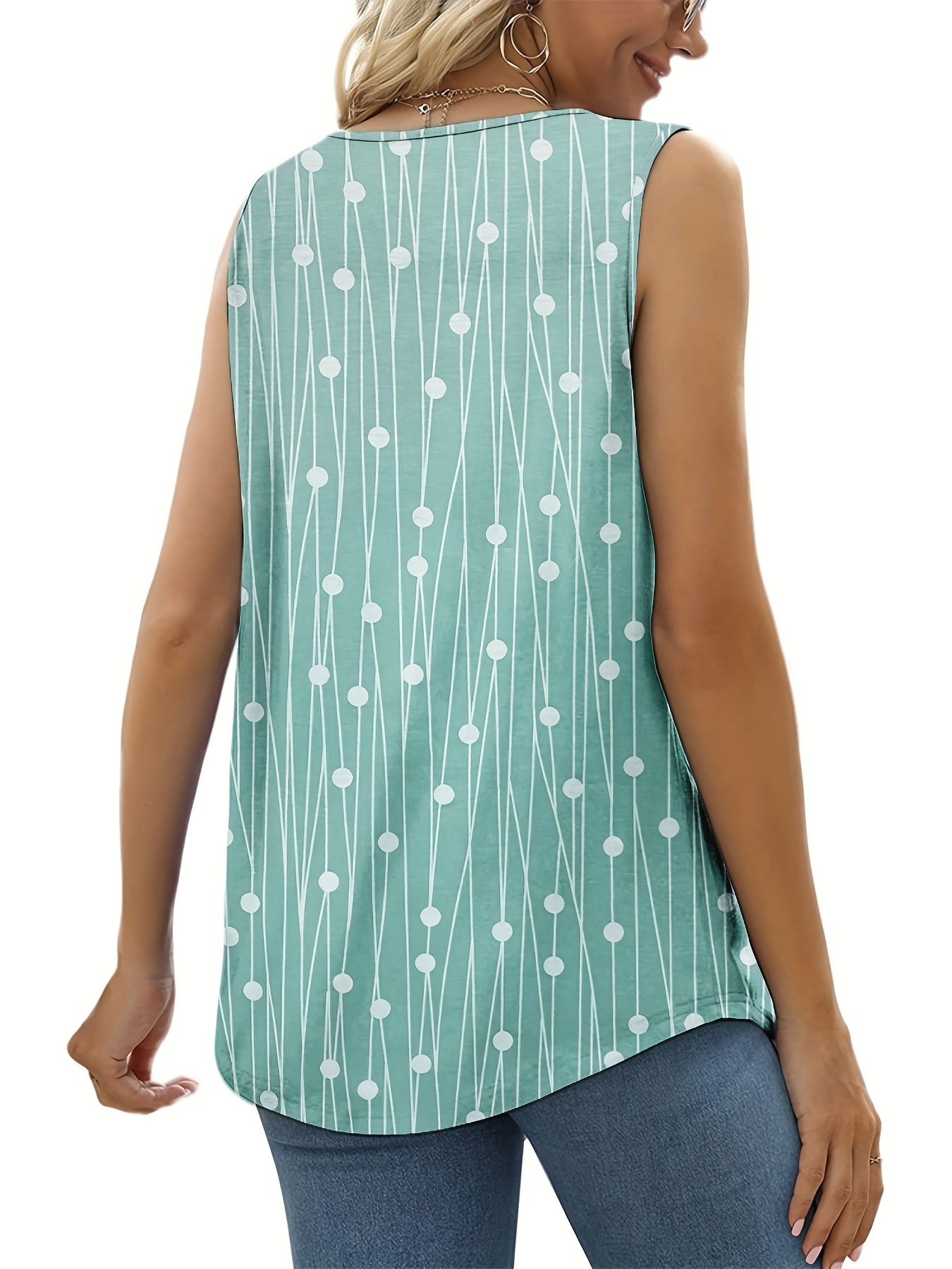 Polka Dot Square Neck Tank Top Women's Sleeveless Summer Casual Top