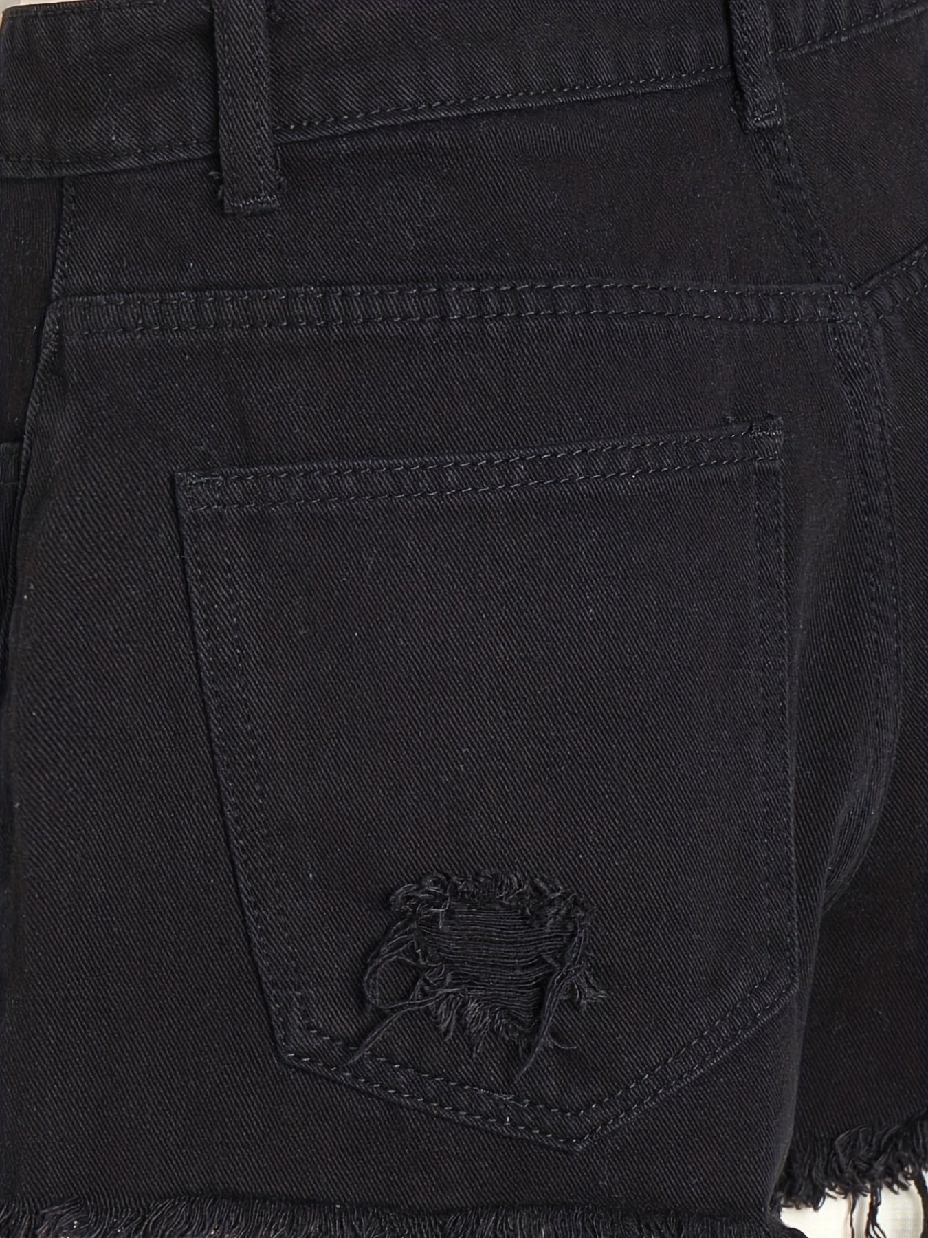 Button Fly Asymmetrical Denim Shorts
