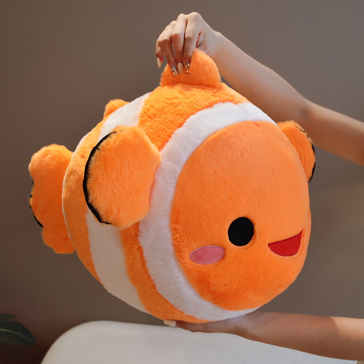 Orange Clownfish Plush Toy Soft Polyester Ocean Series Pillow