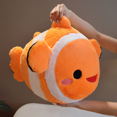 Orange Clownfish Plush Toy Soft Polyester Ocean Series Pillow