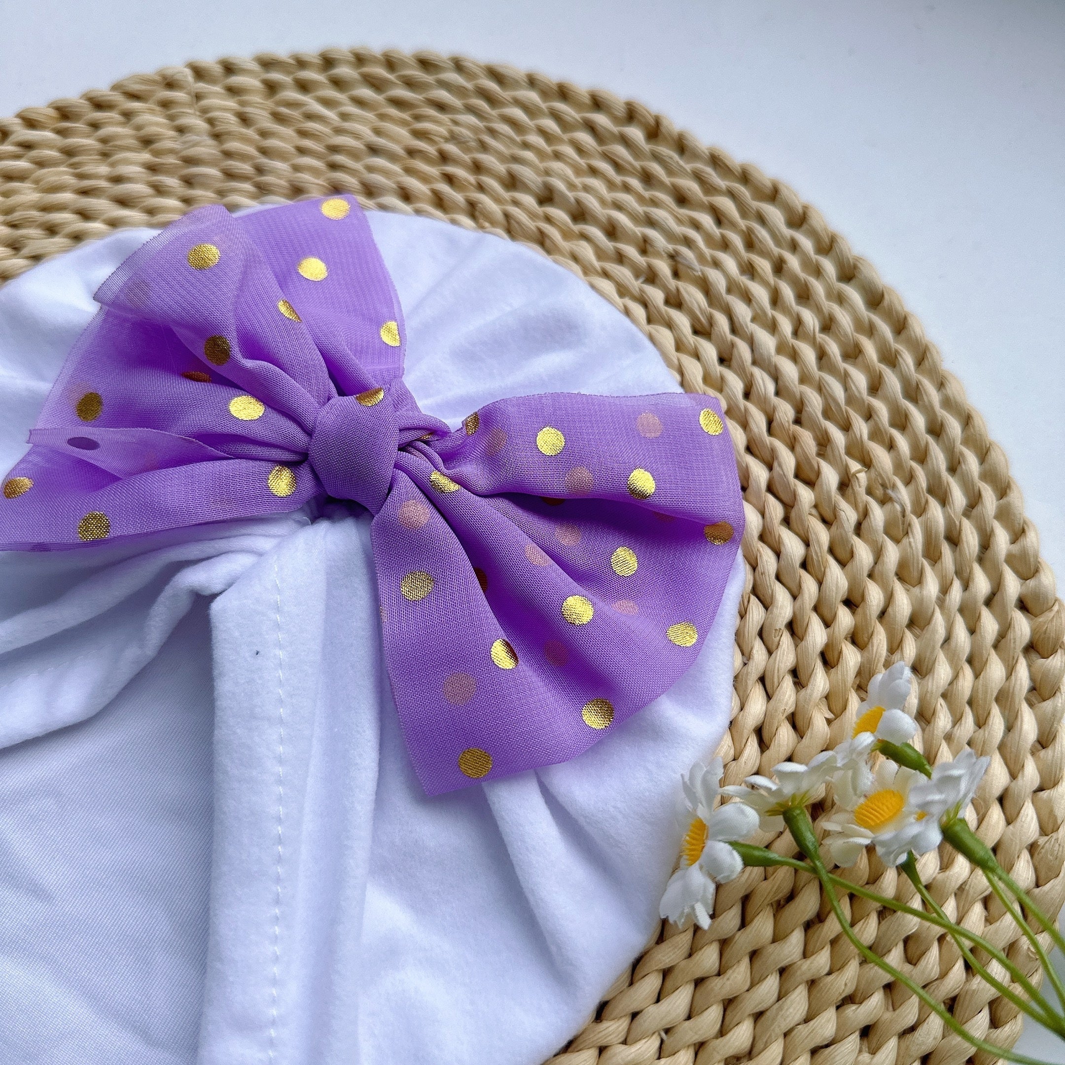 Purple Baby Headband Soft Comfortable Bowtie Baby Hat Newborns