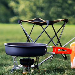 2pcs Camping Cookware Frying Pan Boiling Pot Set Hiking Fishing Picn