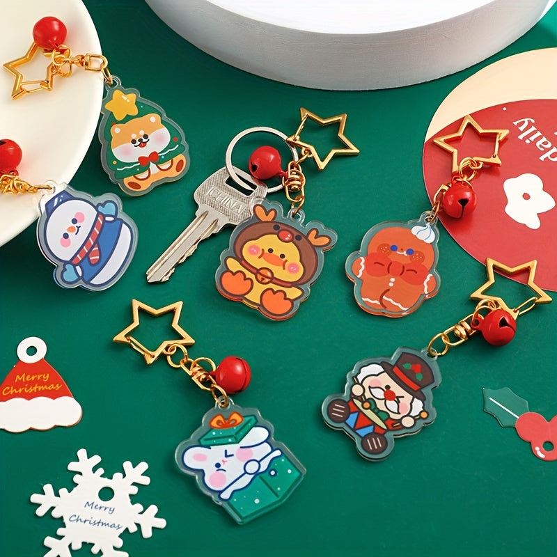 Cartoon Christmas Bell Keychain Bag Backpack DIY Decoration Pendant