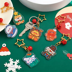 Cartoon Christmas Bell Keychain Bag Backpack DIY Decoration Pendant
