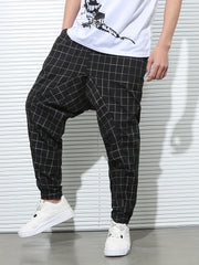 Men's Plaid Drawstring Sweatpants Casual Hip Pop Jogger Pants