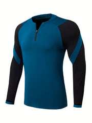 Men's High Stretch Sports Sweatshirt - Crew Neck Zip Up Shirt