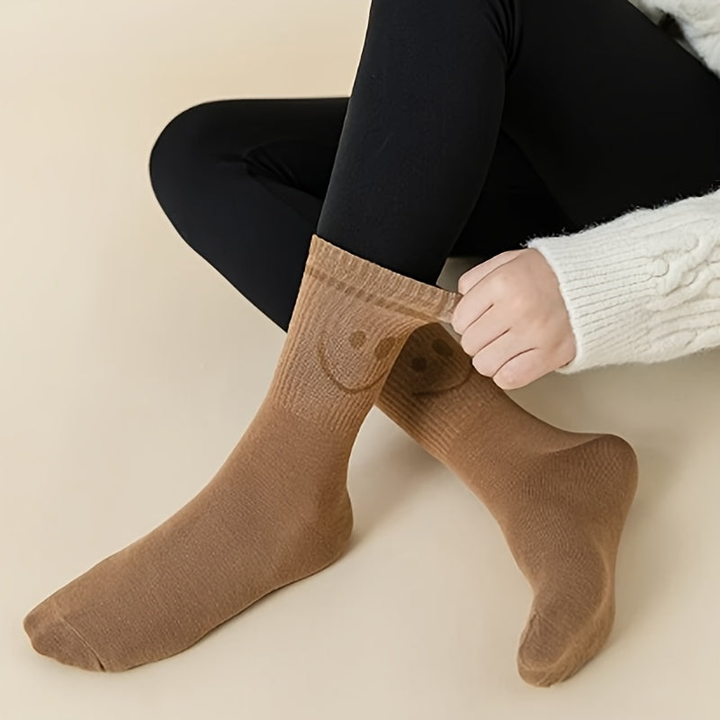 5 Pairs Smiling Face Print Socks Mid-Tube Women's Stockings
