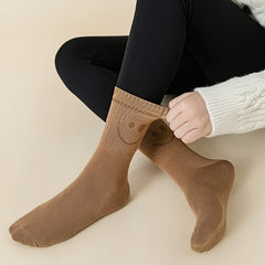 5 Pairs Smiling Face Print Socks Mid-Tube Women's Stockings