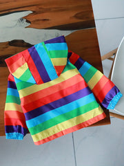 Boys Rainbow Windbreaker Hooded Jacket Zip Up Coat