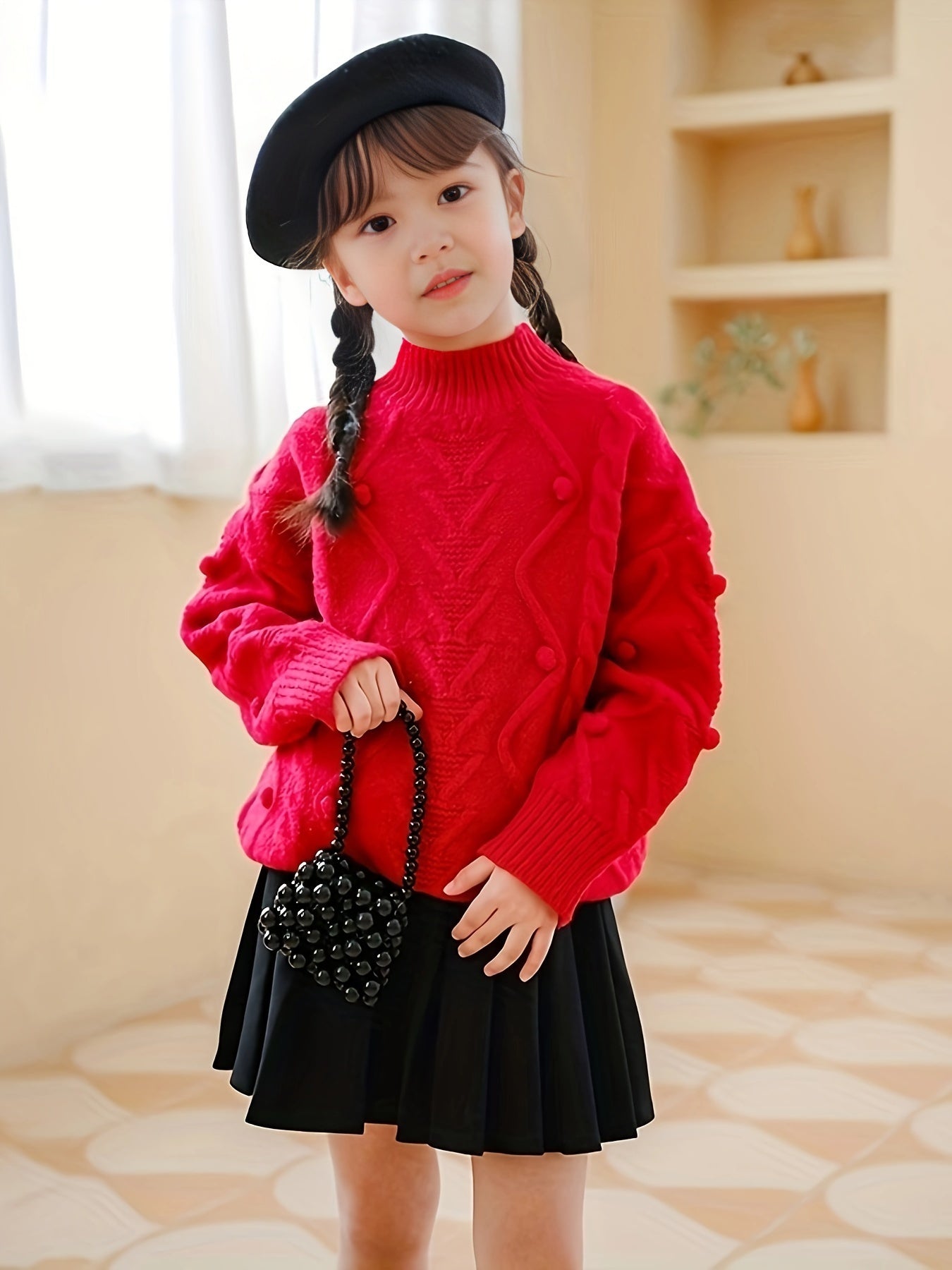 Girls Thick Long Sleeve Sweater Tops For Party Christmas