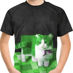 Square Cat 3D Print Boy's Short Sleeve T shirt Breathable Loose Fitting