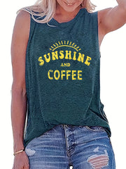 Letter Print Crew Neck Tank Top for Women
