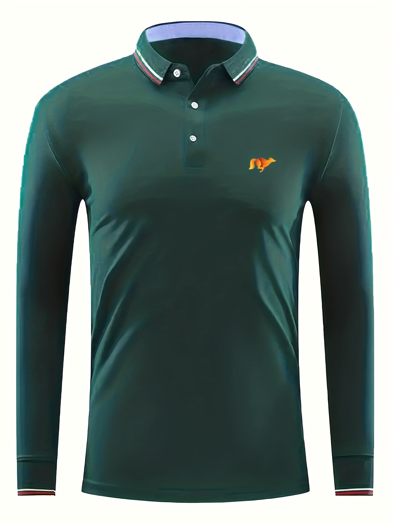 Animal Print Men's Casual Button Up Long Sleeve Polo Shirt