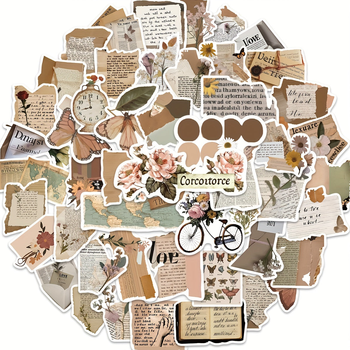 50pcs Brown Skateboard Stickers Waterproof Decals for Refrigerator Notebook Phon