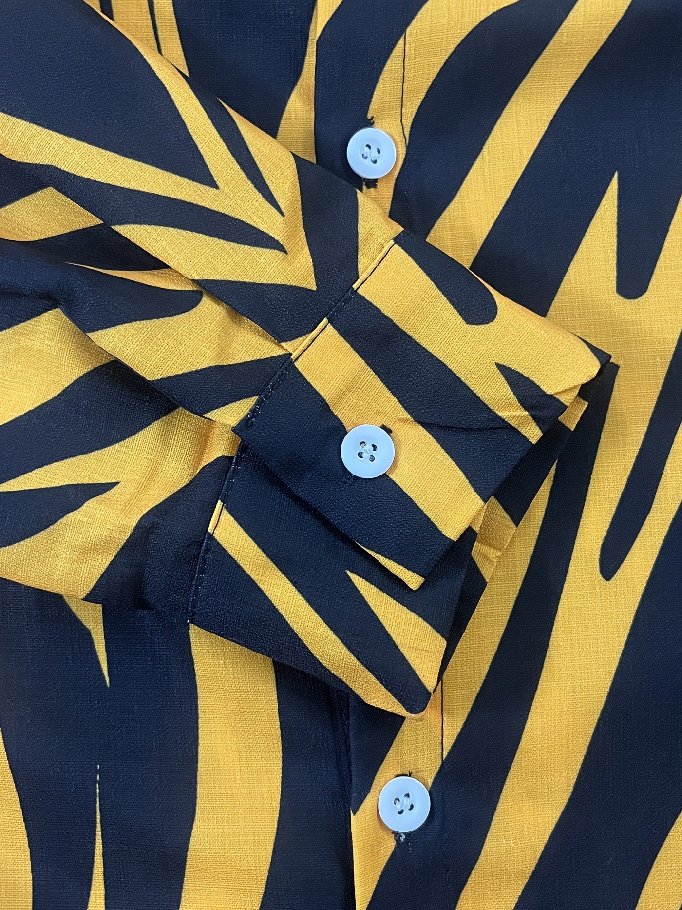 Men's Orange Abstract Print Casual Button Up Shirt