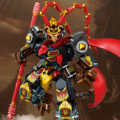 Chinoiserie Hero Warrior Robot Building Blocks Set with Red Sword
