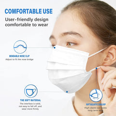 100pcs 3 Layer Disposable Face Masks Protective 3 Ply Breathable Comfortable