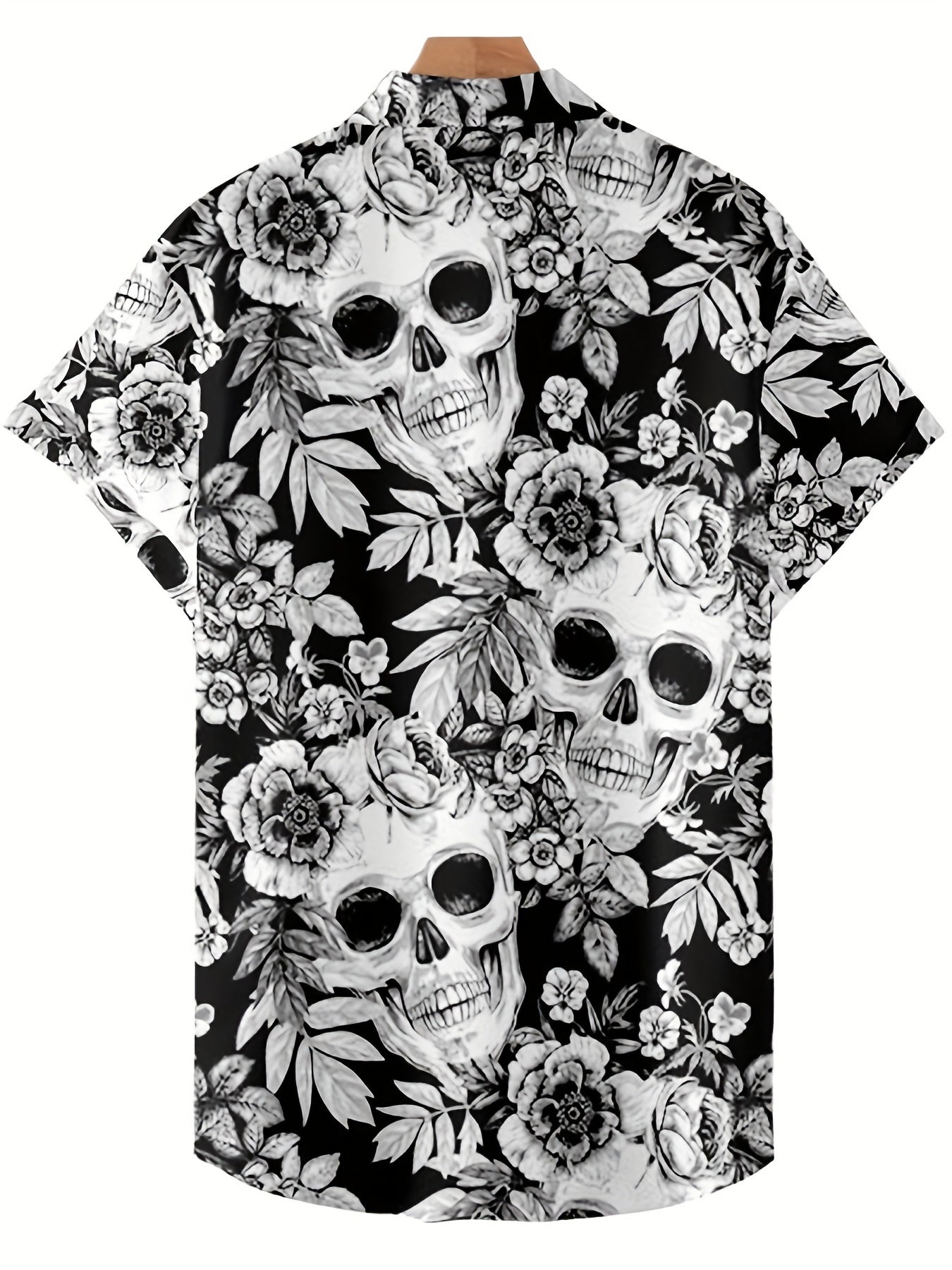 Skull Print Men's Casual Short Sleeve Shirt