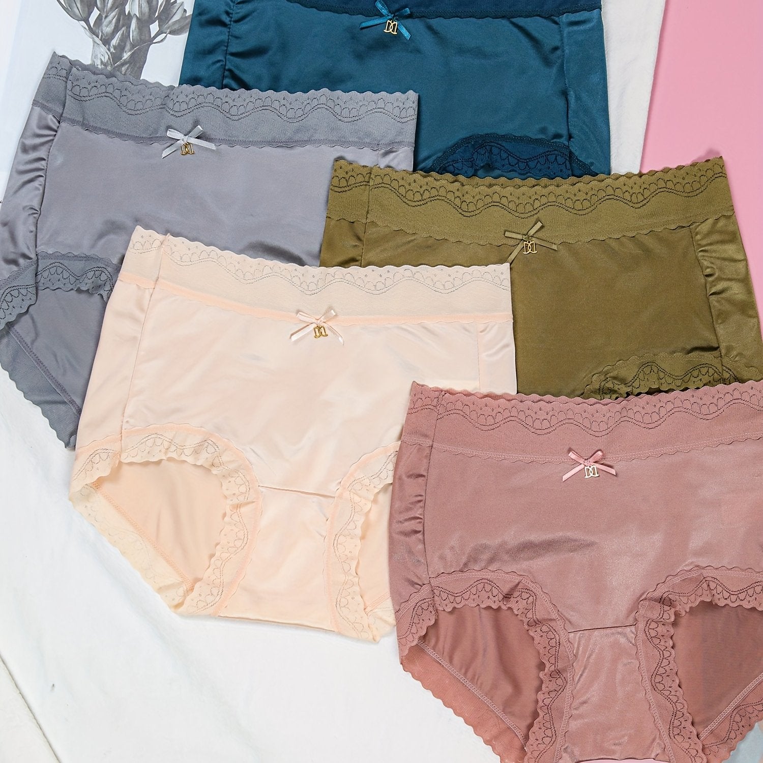 5pcs Lace Briefs Comfy & Breathable Intimates Panties Women's Lingerie