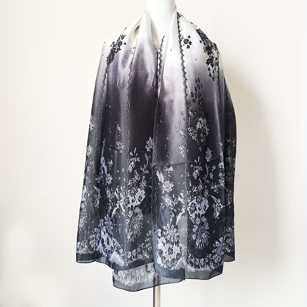 Vintage Flower Print Scarf Classic Shawl Windproof Bandana