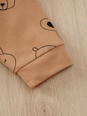 Bear And Rabbit Painting Full Print Jumpsuit Long Sleeve Cotton Baby Bodysuit