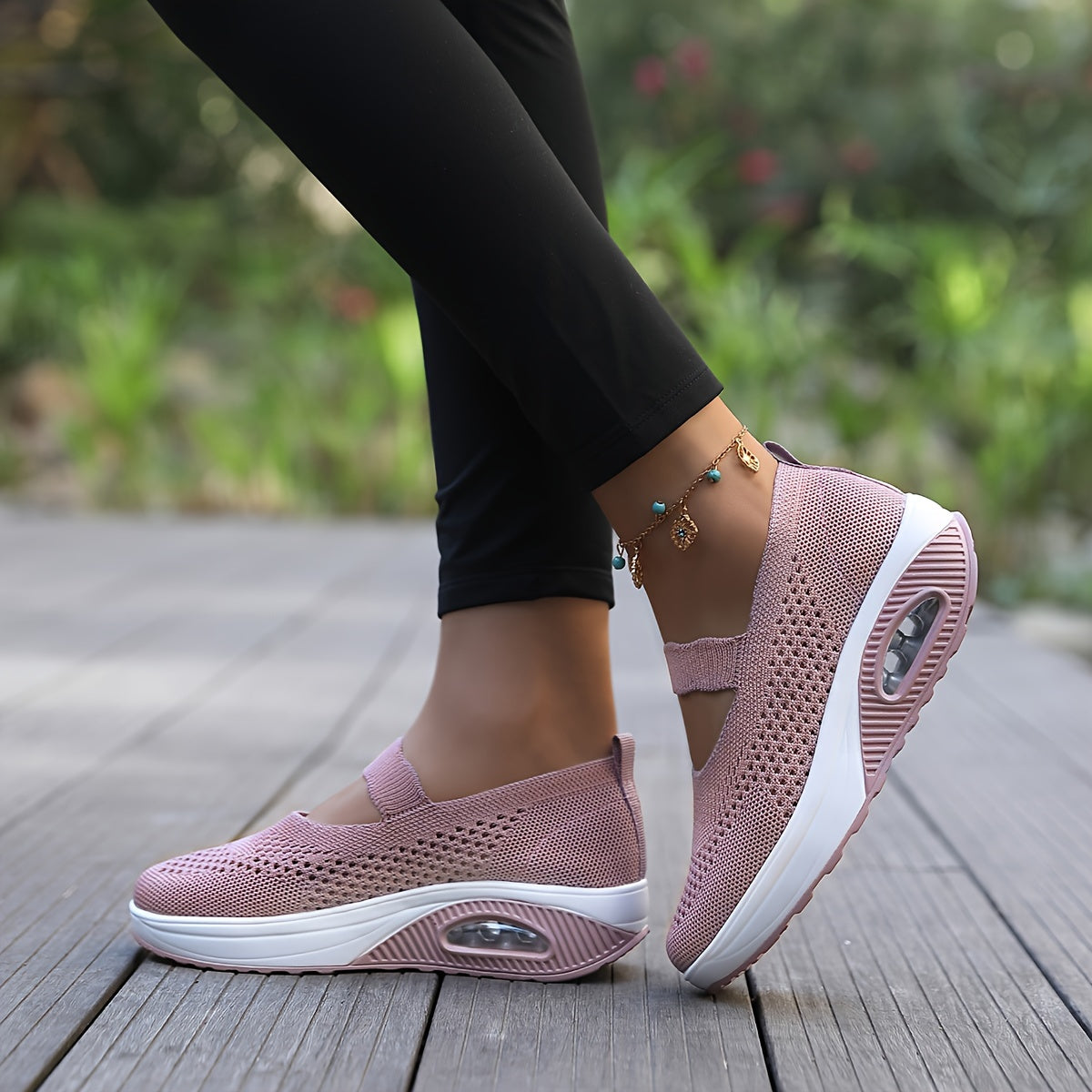Women's Air Cushion Wedge Sneakers Breathable Slip on Mesh Sneakers