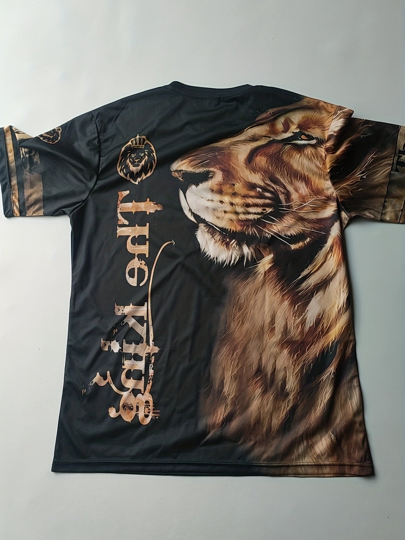 Men's Lion Graphic T Shirt Athletic 3D Print Crew Neck Tee