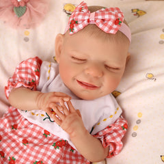 20'' Bebe Reborn Baby Doll Lifelike Sleeping Newborn Red Plaid Jumpsuit