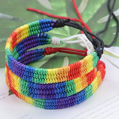 Bohemian Rainbow Hand Woven Bracelets Adjustable LGBT Pride Wristband