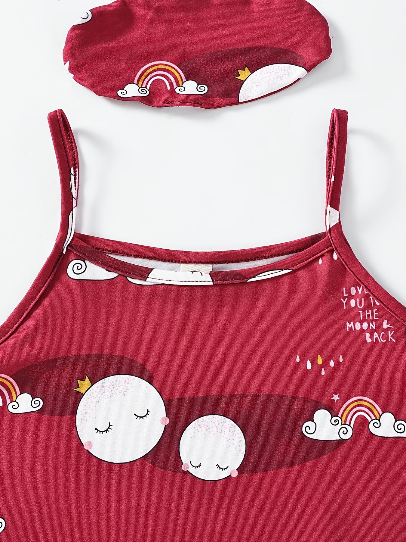 Girls Rainbow Moon Pajamas Set with Cami Top & Shorts