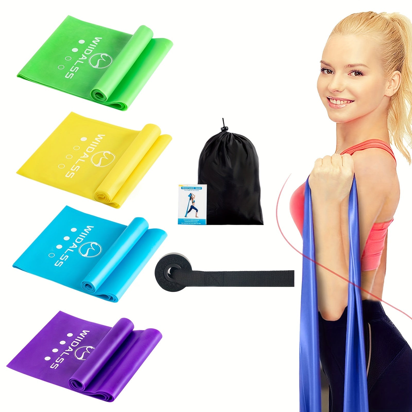 4pcs Resistance Bands Door Anchor Fitness Ropes 4 Resistance Level