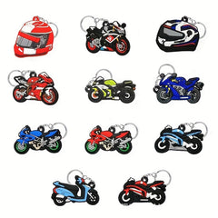 Cartoon Motorcycle Keychain PVC Key Ring Holder Women Trinkets Accessories