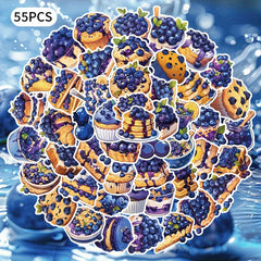 55pcs Blueberry Cake Bread Food Stickers for Car DIY Toys Decal