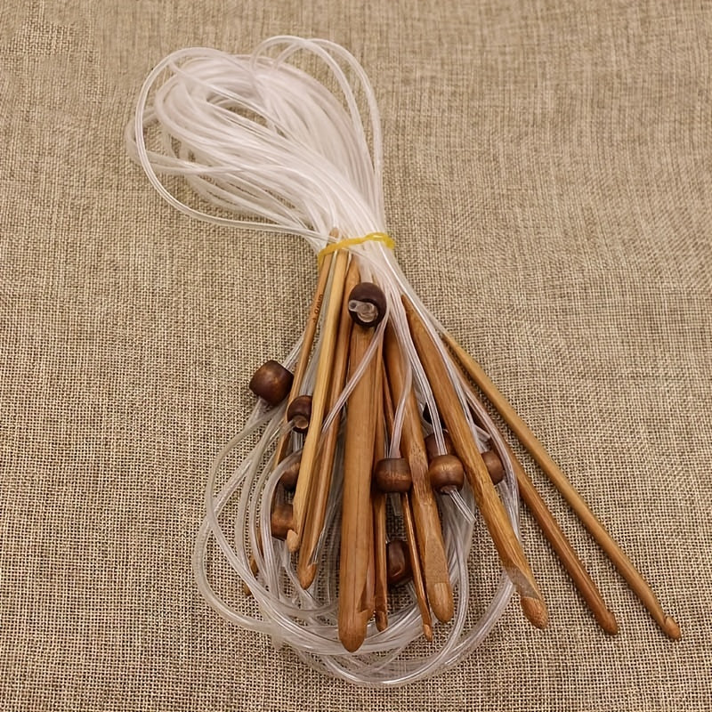 Bamboo Flexible Carpet Crochet Hooks Set 12 Sizes 3-10mm