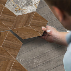 11pc Marble Wood Grain 3D Floor Sticker Hexagonal Tile Home Decor