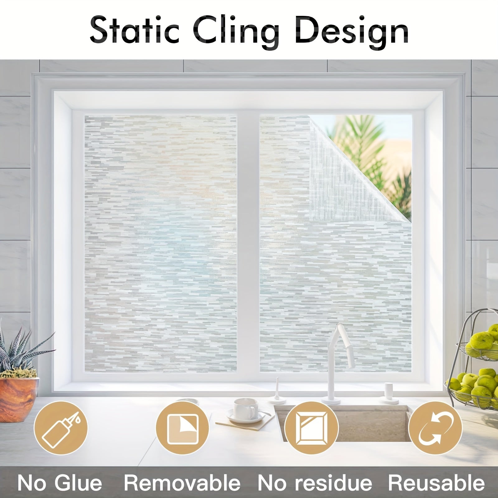 Frosted Glass Window Film Privacy Static Cling UV Blocking