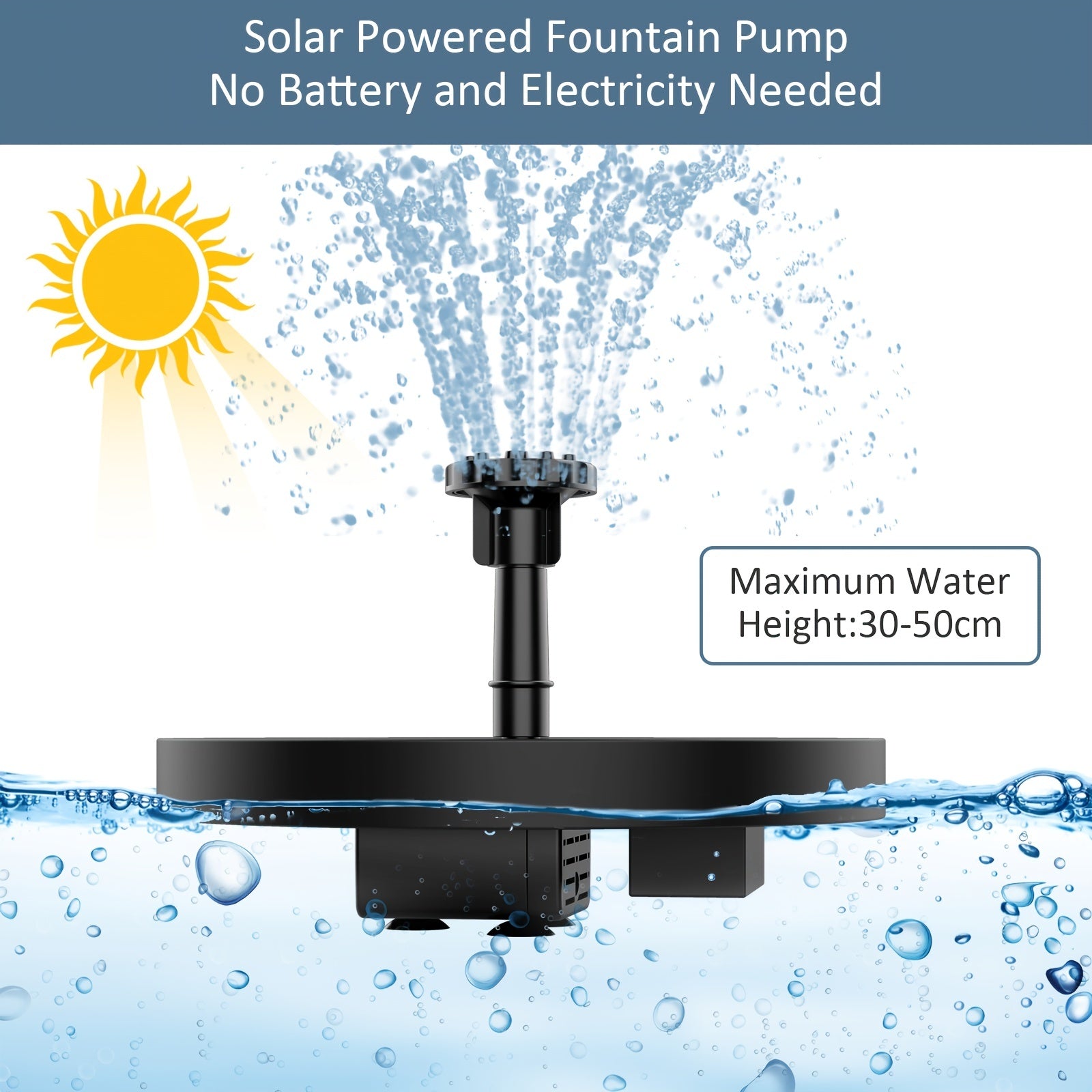 Solar Bird Bath Fountain Pump with 6 Nozzles