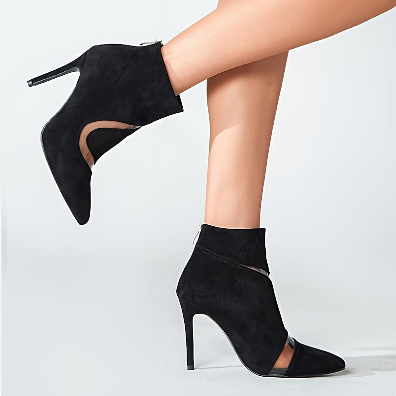 Women's Pointed Toe Ankle Boots Stiletto Heel Zipper Back Pumps