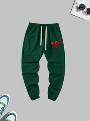 Bull Pattern Joggers Men's Loose Fit Sweatpants
