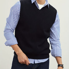 Men's V Neck Sweater Vest Preppy Style