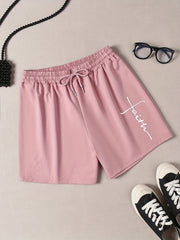 Letter Print Sporty Pajama Shorts