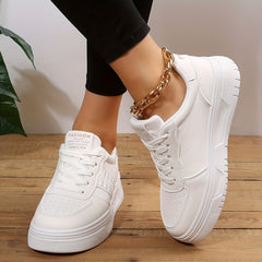 Women's Wheat Pattern Flat Shoes Lace Up Platform Sneakers