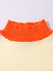 Y2K Sweater Women's Plus Colorblock Grid Print Round Neck