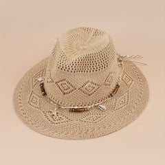 Western Cowboy Jazz Straw Hat Men Women Sun Protection Beach Hat
